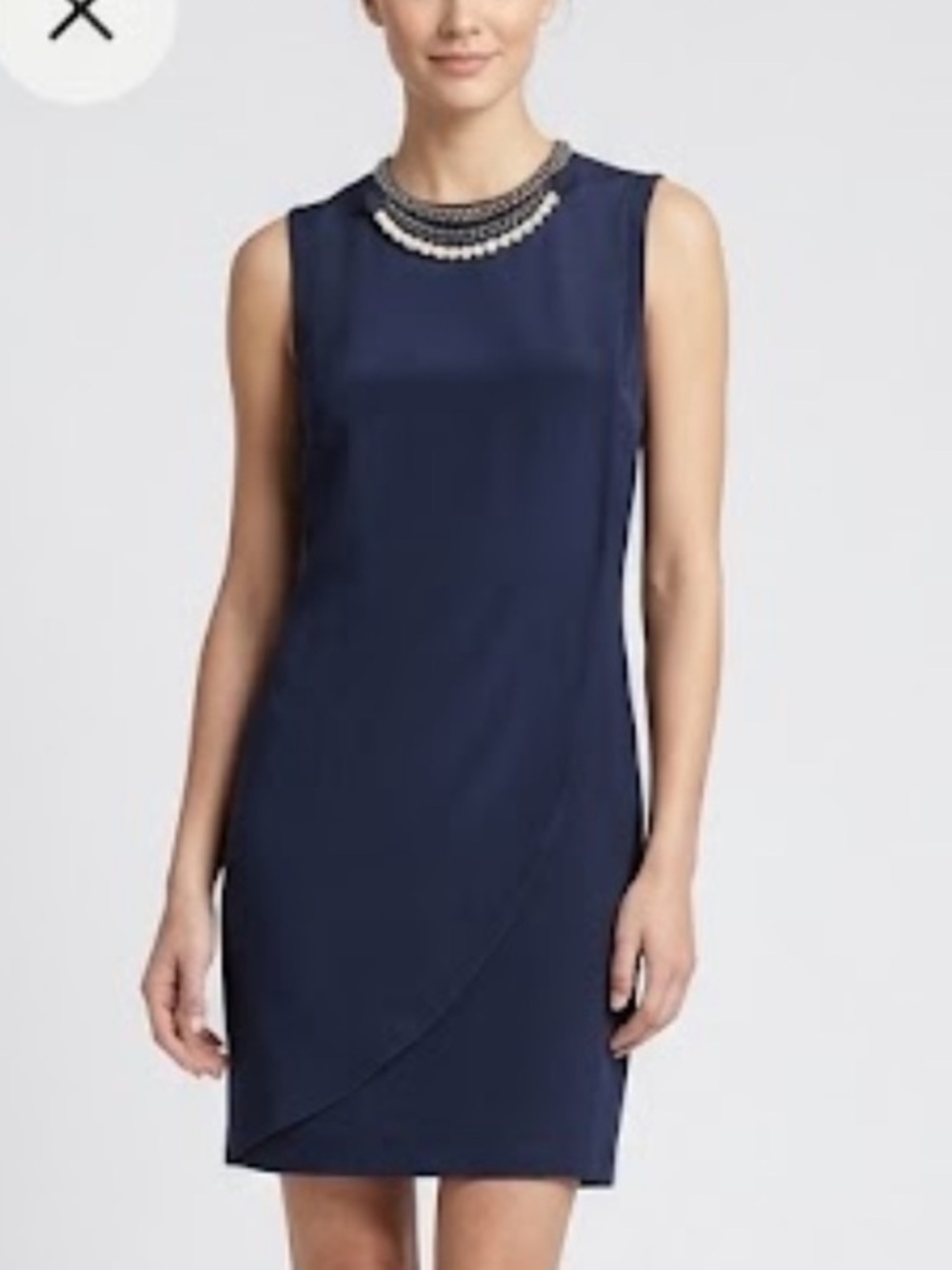 🐠3.1 Phillip Lim silk sheath dress embellished Jewel Neckline blue sleeveless